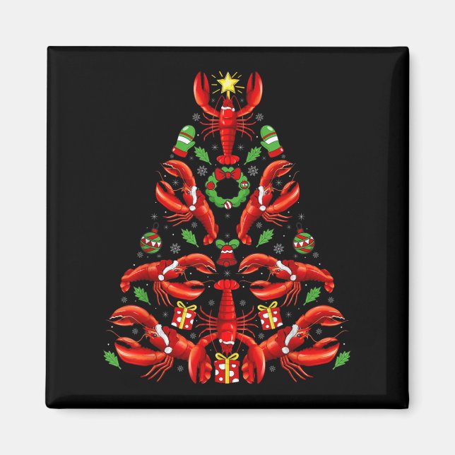 Íman Decoração de Natal de Lagosta com Chapéu de Papai  (Frente)