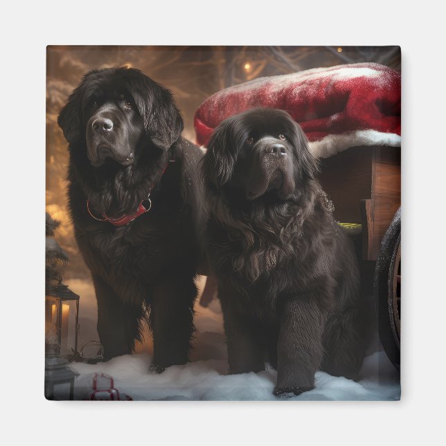 Íman Decoração de Natal de Newfound Snowy Sleigh (Frente)