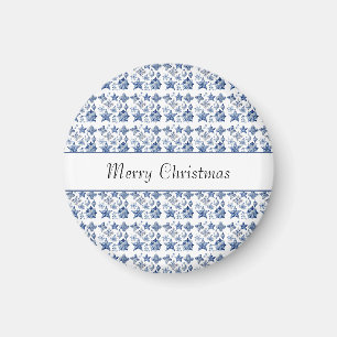 Íman decoração de Natal em azul de Delft personalizável