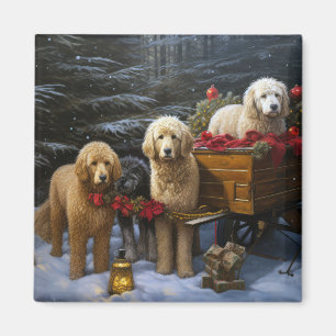 Íman Decoração de Natal Trenó de Neve Goldendoodle
