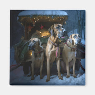 Íman Decoração de Natal Trenó Nevado Rhodesian Ridgebac