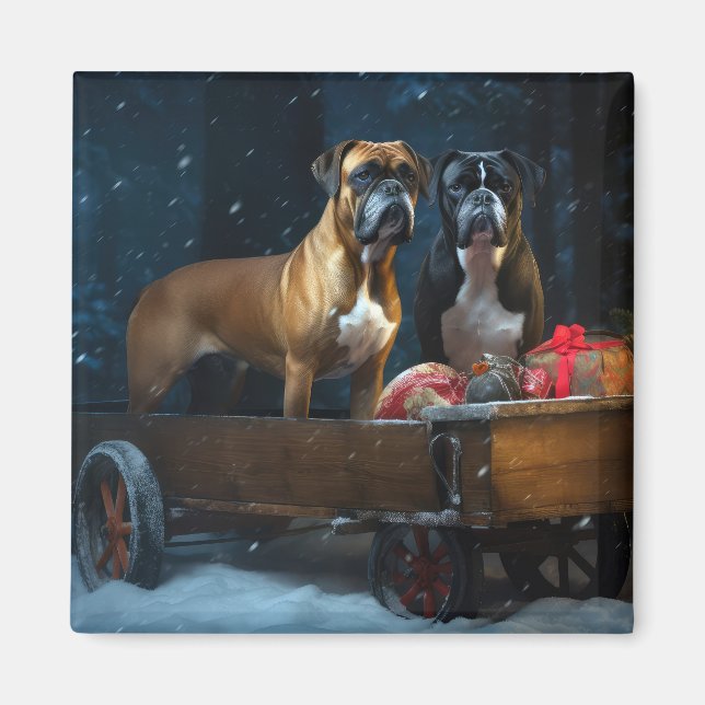 Íman Decoração de Natal Trenó Snowy Boxer (Frente)