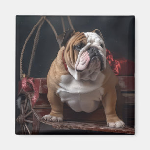 Íman Decoração de Natal Trenó Snowy Bulldog