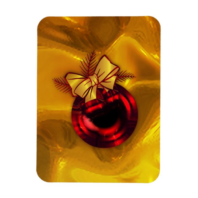 Íman Decoração do Natal Vermelho sobre o Dourado (Vertical)