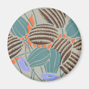 Íman Decoração Floral Moderno Boho em Azul Turquesa e L