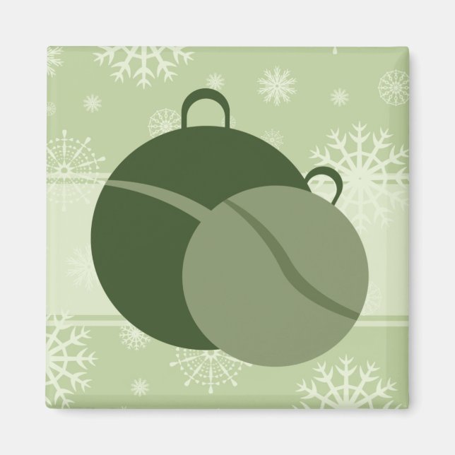 Íman Decorações do Natal Verde e Magnetos de Neve (Frente)
