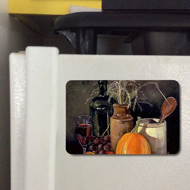 Íman Decorações do outono sobre Mesa, Abóbora, Fruta, B (Autumn Table Decor Pumpkin, Fruit, Drink Flexible Magnet)