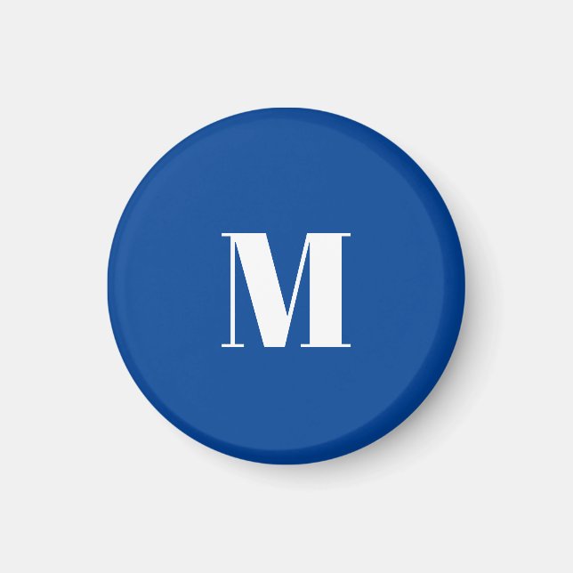 Íman Deep Blue - Letra inicial Monograma Na moda modern (Frente)