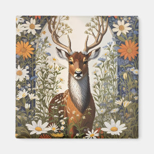 Íman Deer Amid Daisy Flowers