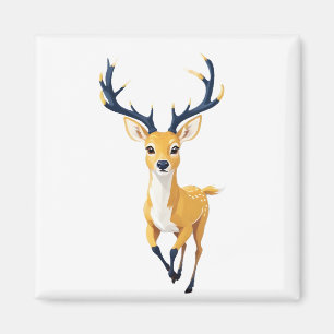 Íman Deer Happy Brincadeira Jumping Na Floresta Aérea