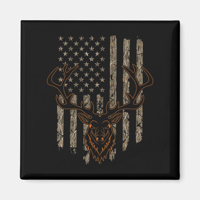 Íman Deer Hunter American Flag Camouflage Deer Hun (Frente)