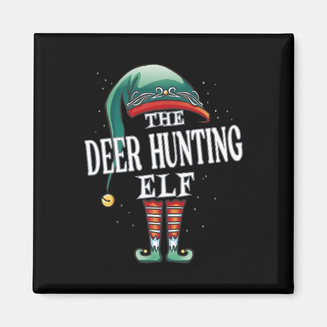 Íman Deer Hunting Elf Grupo de Natal Xmas Pajama (Frente)
