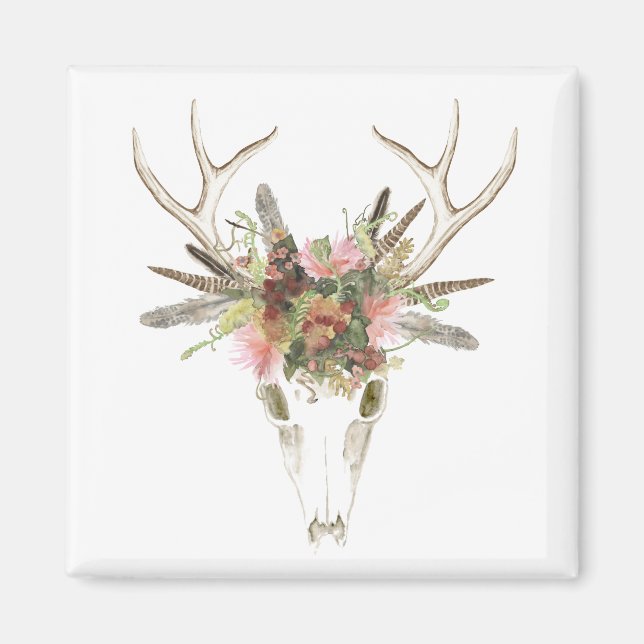 Íman Deer Skull e Flores (Frente)