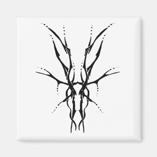 Íman Deer Skull Tribal Tattoo Design - preto e branco