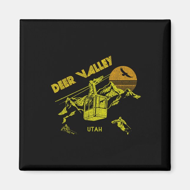 Íman Deer Valley Utah Retro Skiing Tee (Frente)