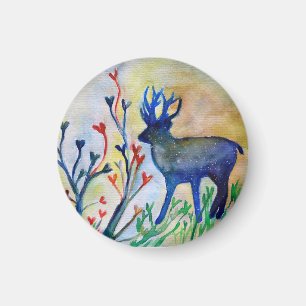 Íman Deer Watercolor Pequeno, 3,2 Cm De Magneta Arredon