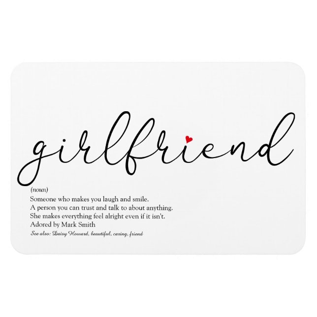 Íman Definição de Namorada Coração de Amor por Script (Horizontal)