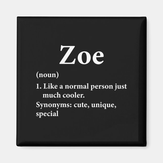 Íman Definição do Nome Zoe Divertida D  (Frente)