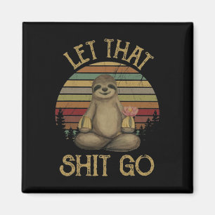 Íman Deixe Isso Ir Camiseta Vintage de Ioga de Preguiça