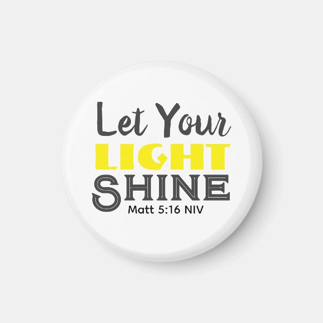 Íman Deixe Sua Luz Brilhar Versículo Bíblico Amarelo Fo (Frente)
