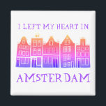 Íman Deixei meu coração em casas do Canal de Amsterdam<br><div class="desc">Decorre sua casa com este doce e mesquinho barato Amesterdã abriga um ímã de arte padrão. Faz um excelente de lar, aniversário ou presente de casamento! Você pode personalizá-lo e alterar ou adicionar texto também. Procure em meu compro muito mais cores e padrões! E mais itens correspondentes também como bolsas,...</div>