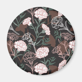 Íman Delicar Cravos Rosa com Folhas Verdes Florais