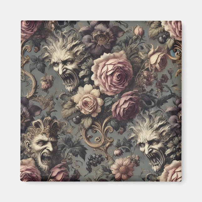 Íman Demônios da Delinquência - Design Floral Gótica (Frente)