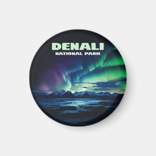 Íman Denali National Park Alaska Norte Lights Retro
