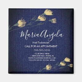 Íman Denim e Flores Selvagens Beleza Amarela Azul Salão