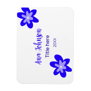 Íman Denominação do rabisco de flor azul título ano 20X