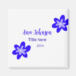 Íman Denominação do rabisco de flor azul título ano 20X