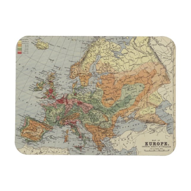 Íman Densidade populacional | Mapa Europeu (Horizontal)