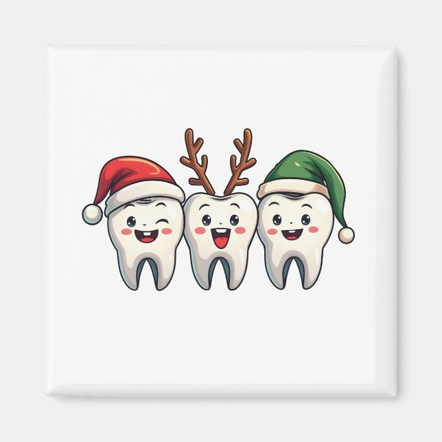 Íman Dentista Papais noeis de Natal Dental Flores Árvor (Frente)