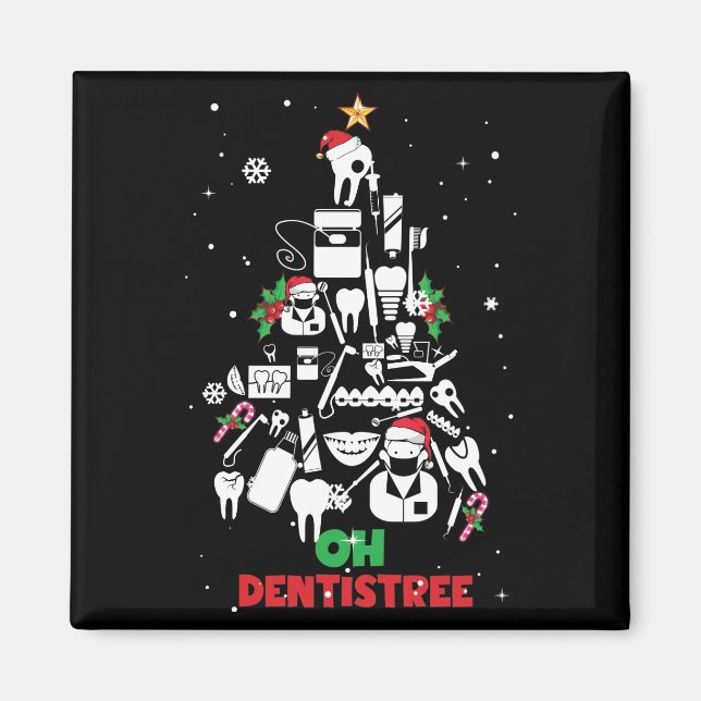 Íman Dentistree Dentist Dental Teeth Árvore de Natal (Frente)