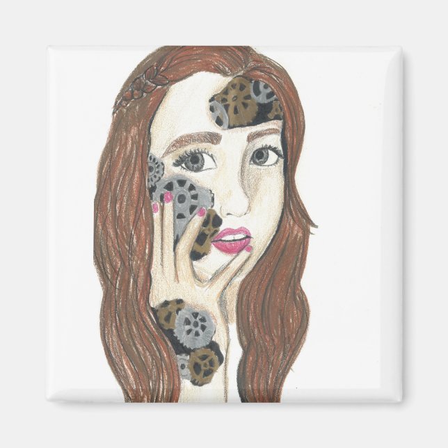 Íman Dentro Robot - Magnet Quadrado de 2 Polegadas (Frente)