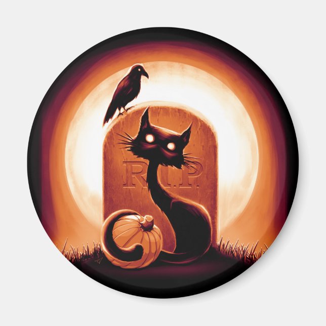Íman Derpy Halloween Cat por Tombstone (Frente)