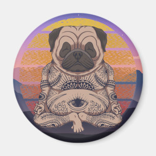 Íman Derpy Yoga Pug Magnet