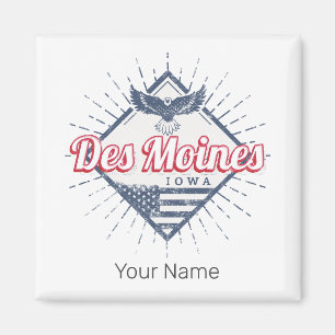 Íman Des Moines City Iowa EUA Vintage EUA