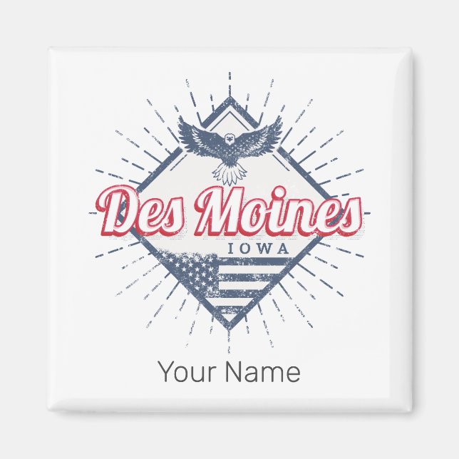 Íman Des Moines City Iowa EUA Vintage EUA (Frente)