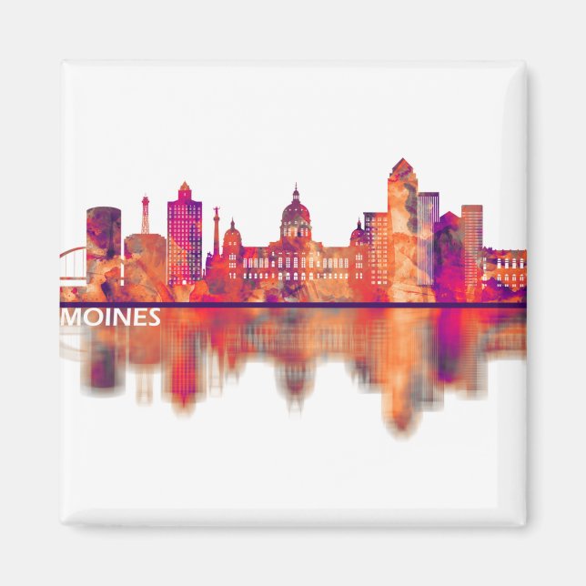 Íman Des Moines Iowa Skyline (Frente)