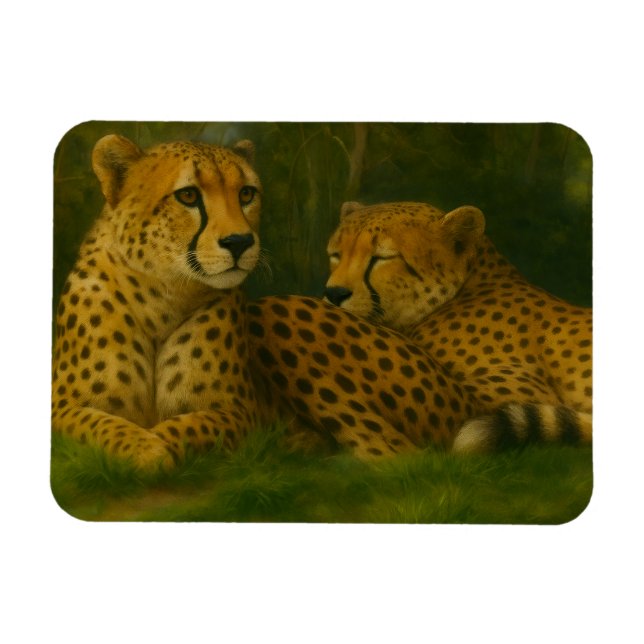 Íman Descanso de Cheetah Duo em Floresta (Horizontal)