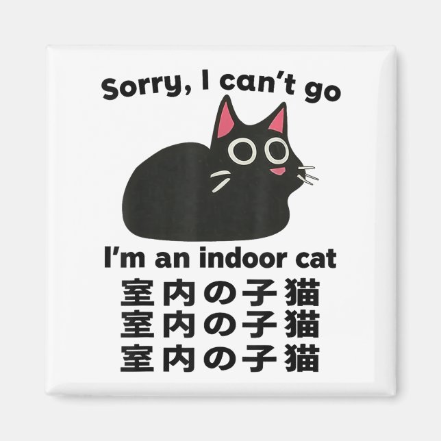 Íman Desculpe, não posso ir, sou um gato interior engra (Frente)