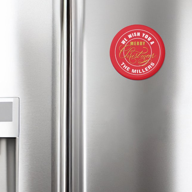 Íman Desejamos-lhe um Feliz Nome Personalizado Vermelho (Criador carregado)