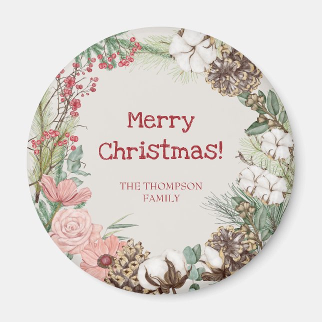 Íman Desejo-vos uma feliz planta de natal Boho (Frente)