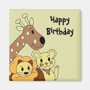 Íman Desejos de Aniversário de Animais do Zoológico