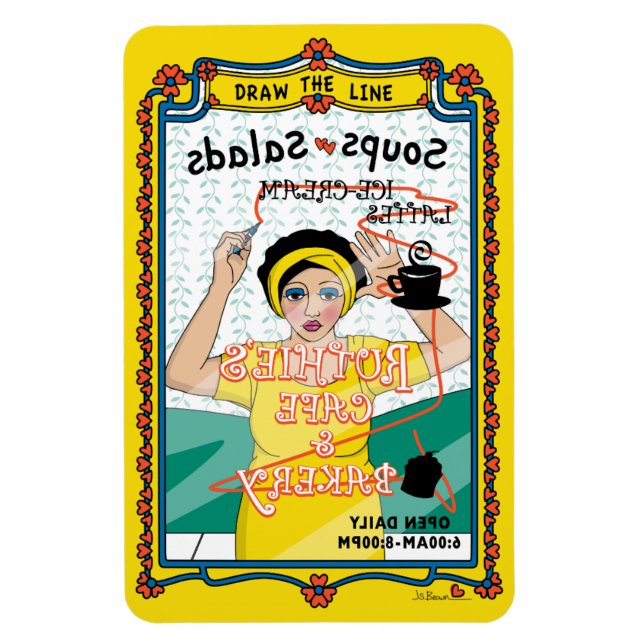 Íman Desenhar o Magnet do Refrigerador Line_B_4x6 (Vertical)