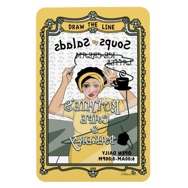 Íman Desenhar o Magnet do Refrigerador Line_C_4x6 (Vertical)