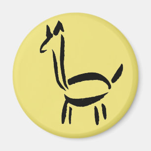 Íman Desenho a Pincel Llama Alpaca Cavalo Animal