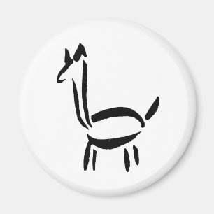 Íman Desenho a Pincel Llama Alpaca Cavalo Animal