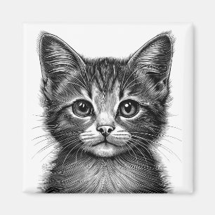 Íman Desenho Adorável de Gato Jovem